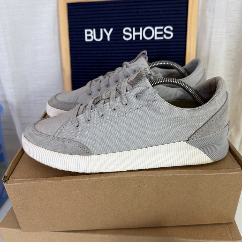 Sorel Out 'N‎ About Low Womens Size 10 Gray Suede/Canvas Shoes Sneakers EUC!